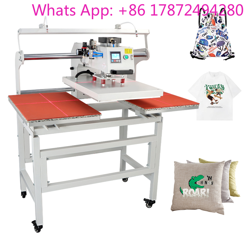 Commercial Printing Machine For Shirts - デュアル電動スライド式ホットスタンピングヒートプレス機（Tシャツ衣類用熱転写プレート、ラベル印刷用）